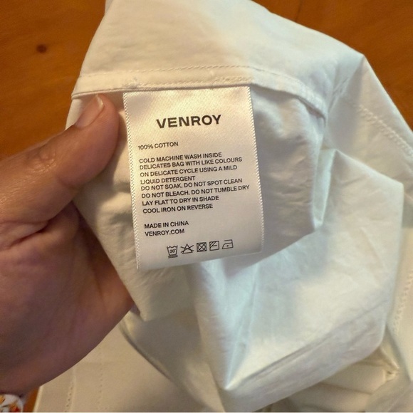 Venroy Cotton Maxi Skirt in White Sz L Floral Embroidered Side Slit Semi Sheer - Picture 11 of 15